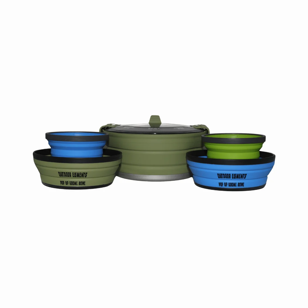 Outdoor Elements Family Cook Set – Collapsible Camp Cookware for 2