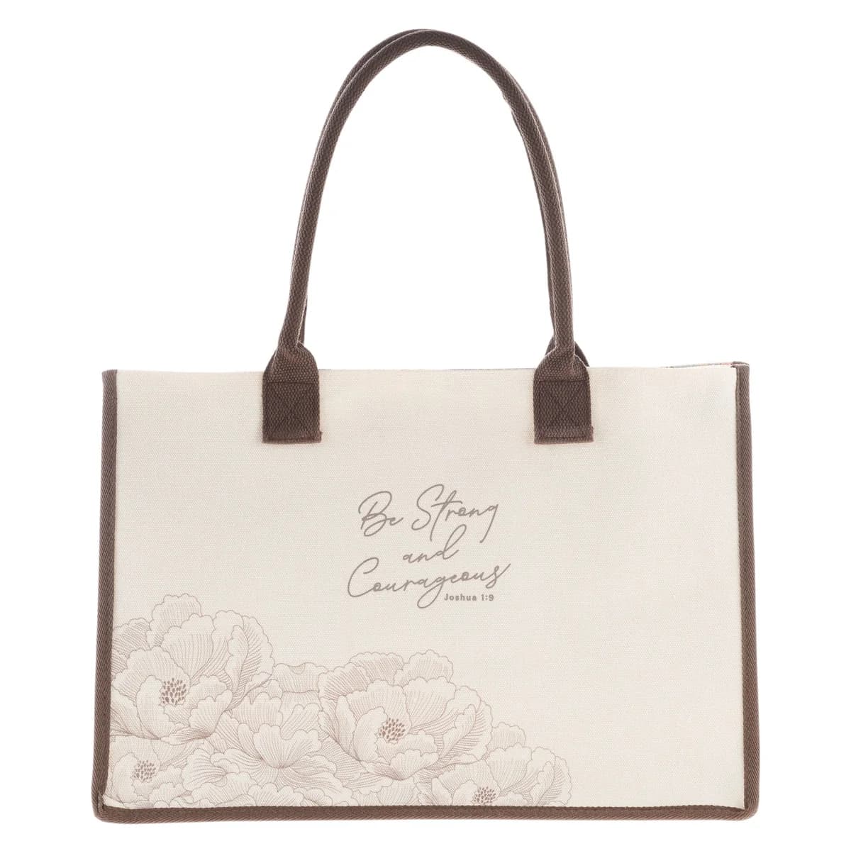 Be Strong and Courageous Cream Canvas Tote Bag