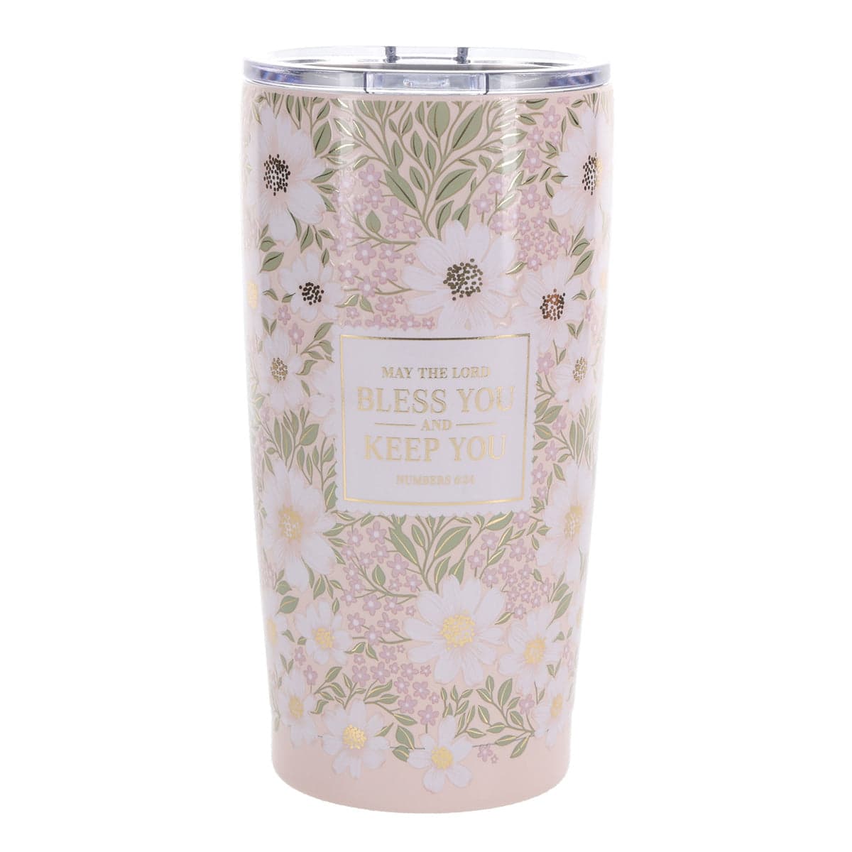 May the Lord Bless You and Keep You Pink Floral Stainless Steel Travel Mug