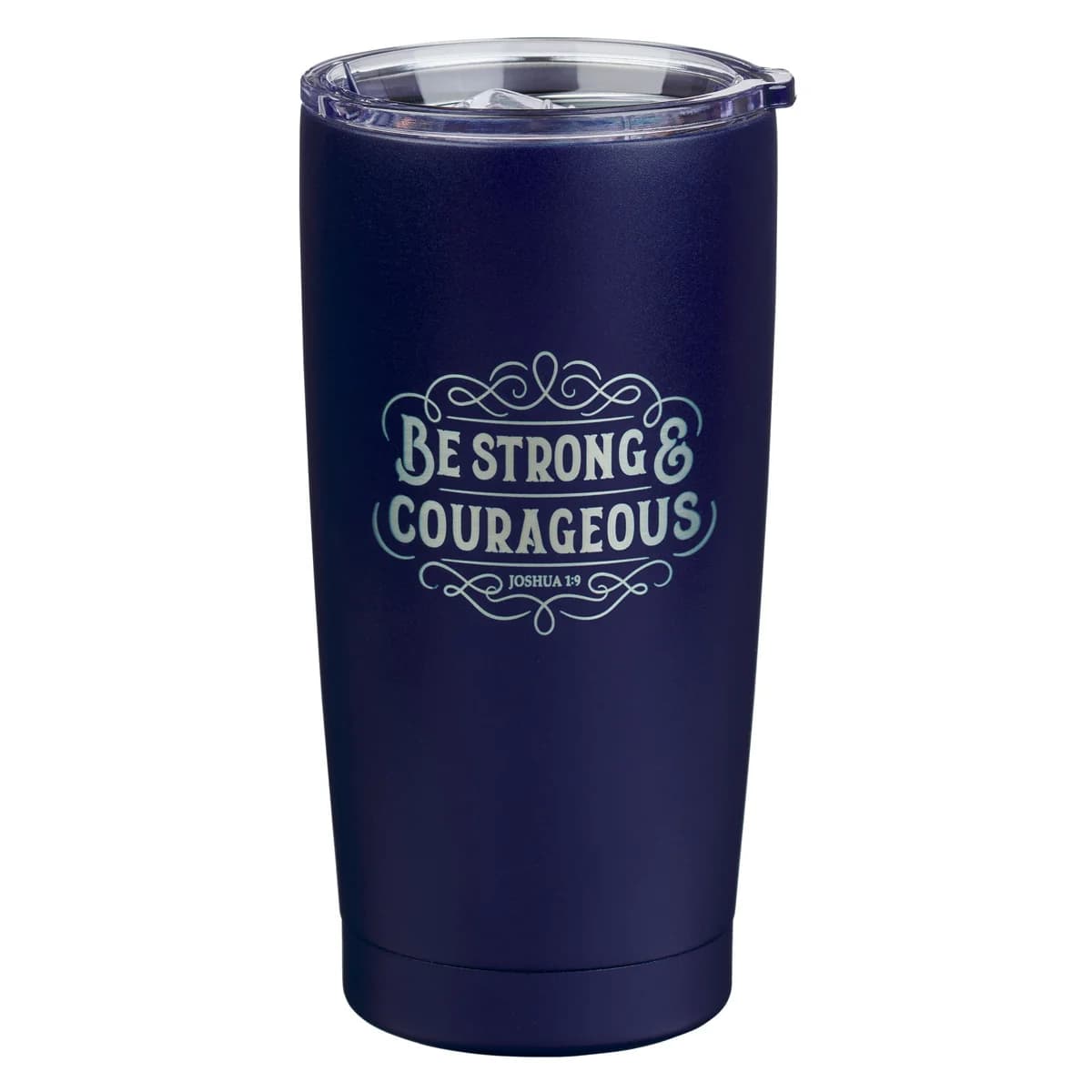 Travel Mug - Be Strong and Courageous (Stainless Steel, Navy)