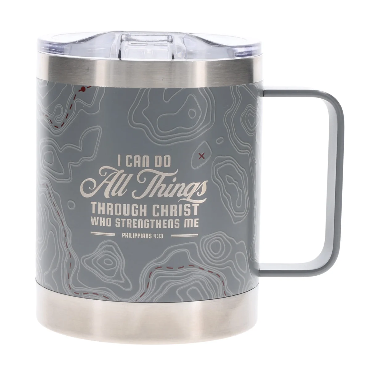 Travel Mug - I Can Do All Things Through Christ (Stainless Steel, Camp Style)