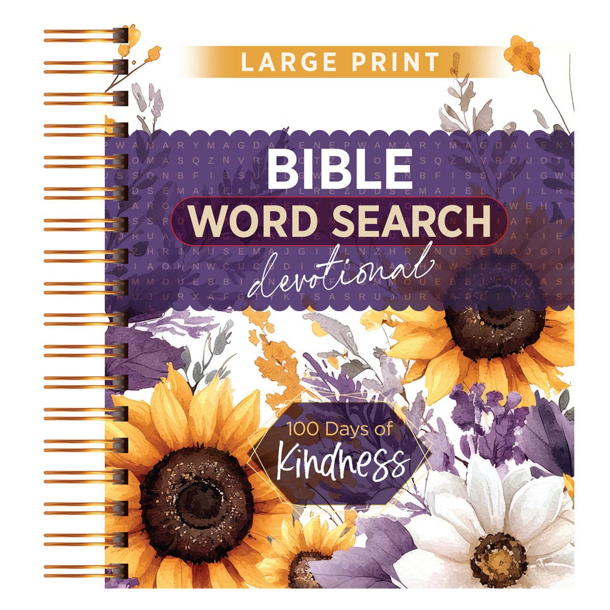 Bible Word Search Devotional: 100 Days of Kindness Large Print (Spiral-Bound)