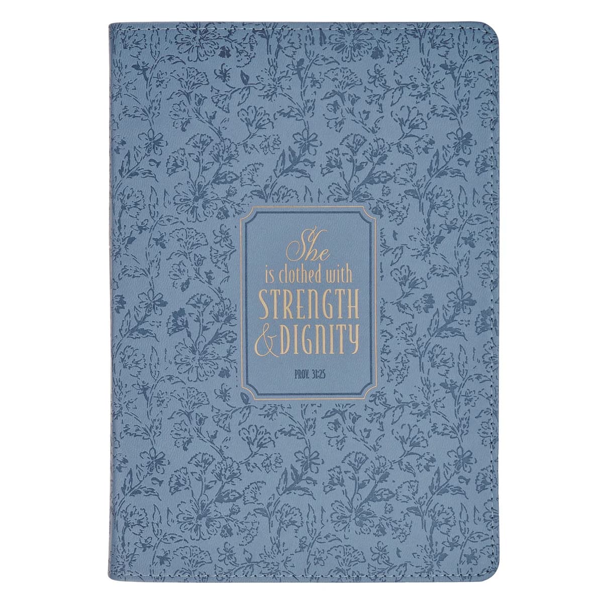 She Is Clothed with Strength and Dignity Blue Faux Leather Journal