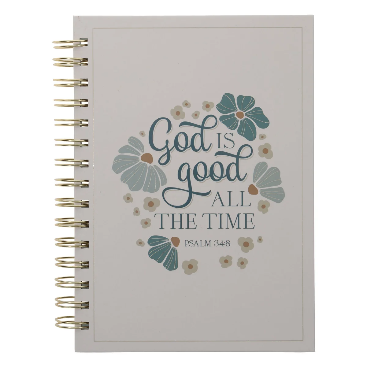 God Is Good Cream Floral Hardcover Wirebound Journal