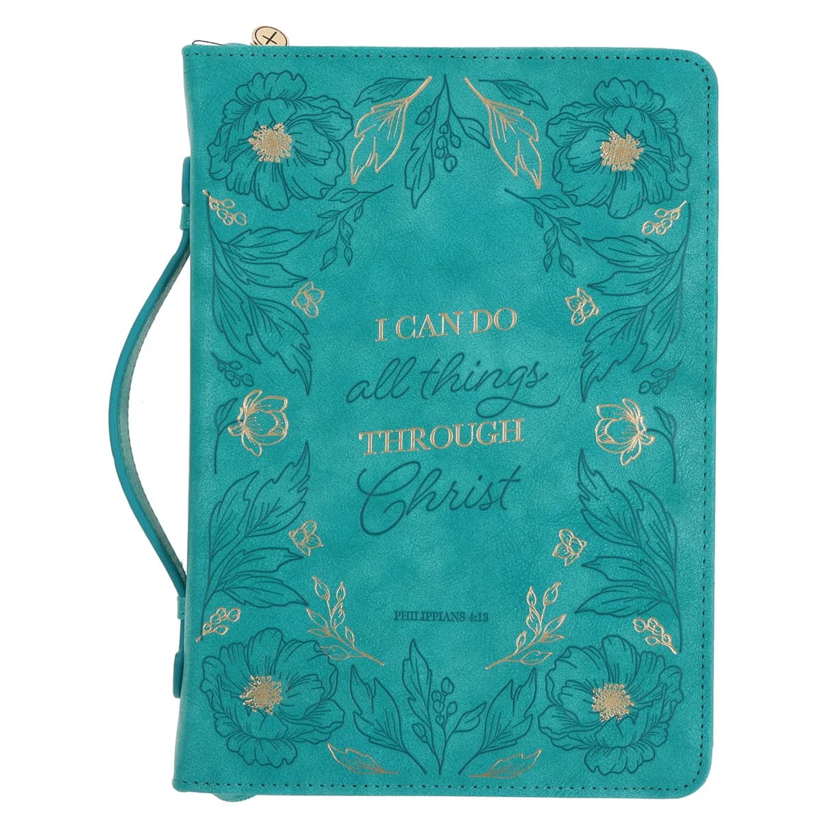 I Can Do All Things Through Christ Teal Faux Leather Bible Bag