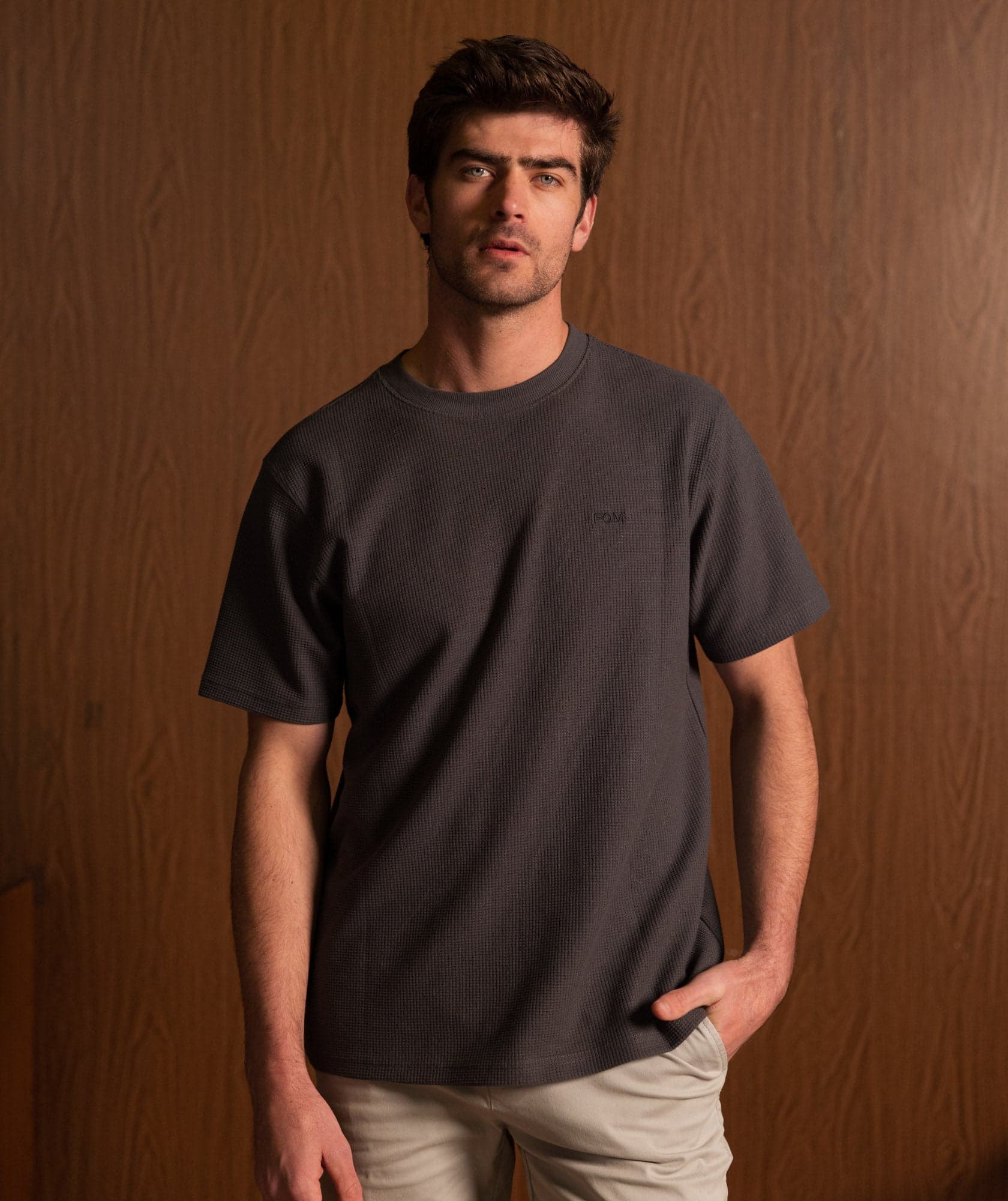 Mens Waffle Tee - Charcoal