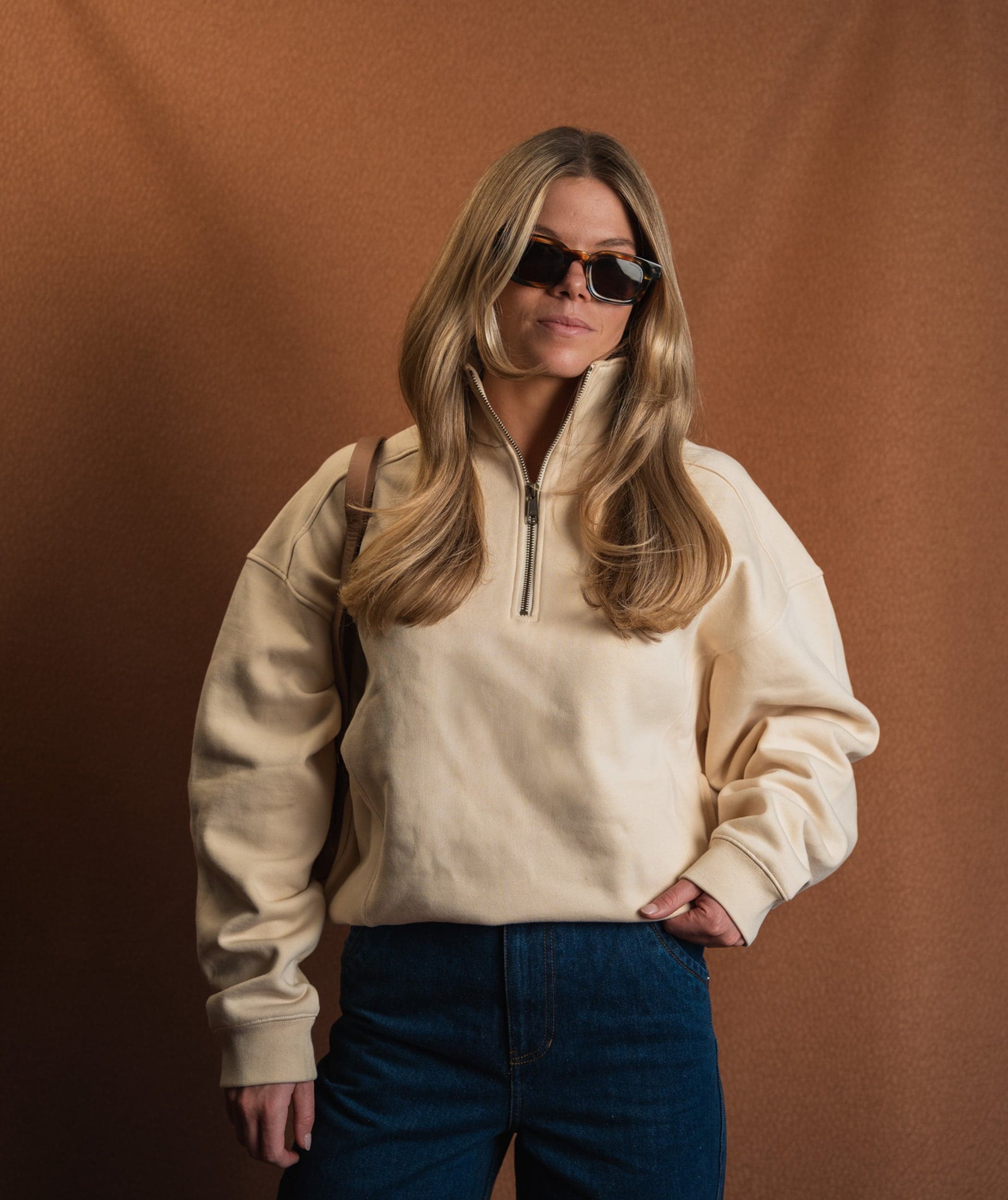 Ladies 1/4 Zip Sweat - Buttercream