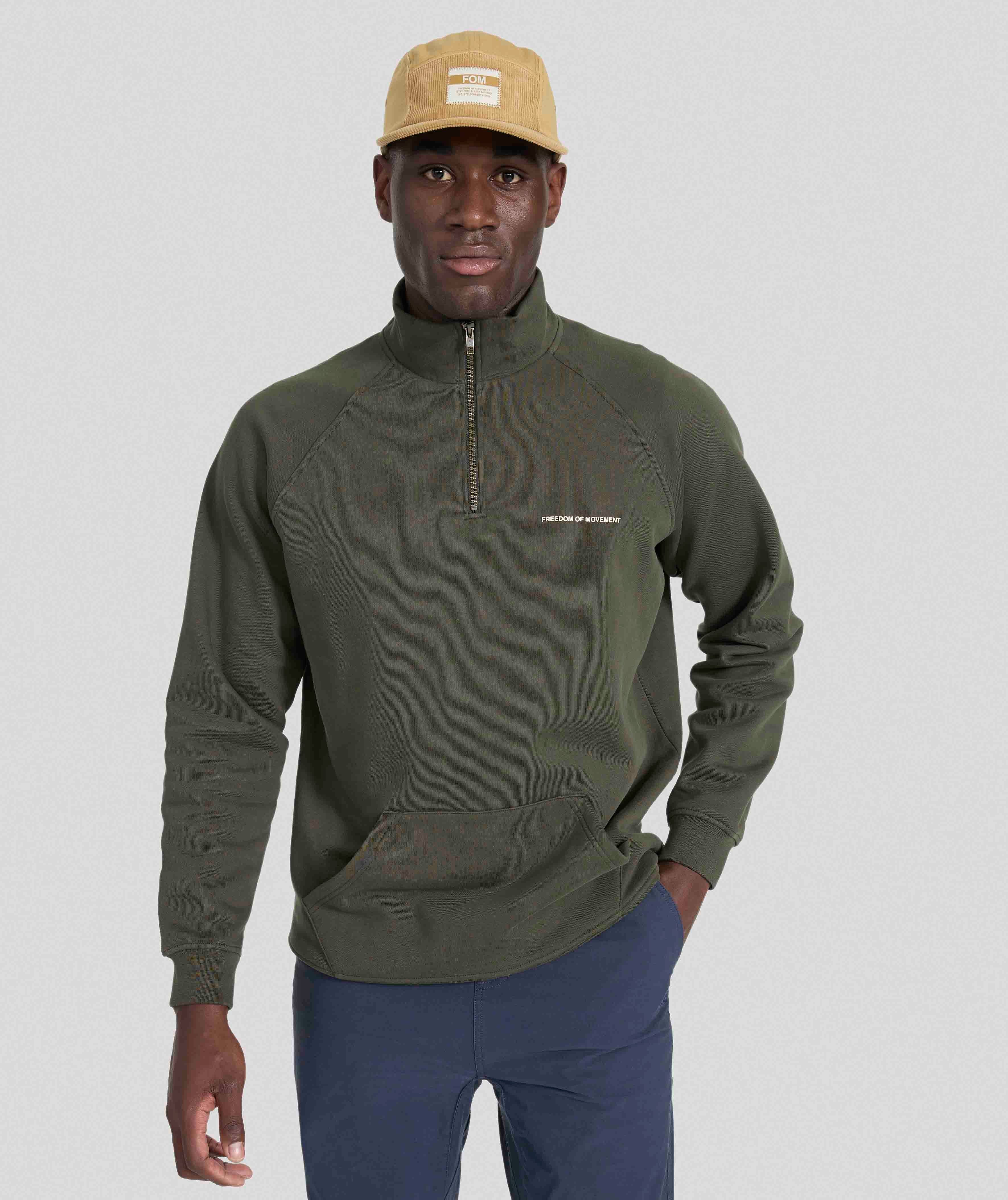 Mens Regular 1/4 Zip Sweat - Dark Olive