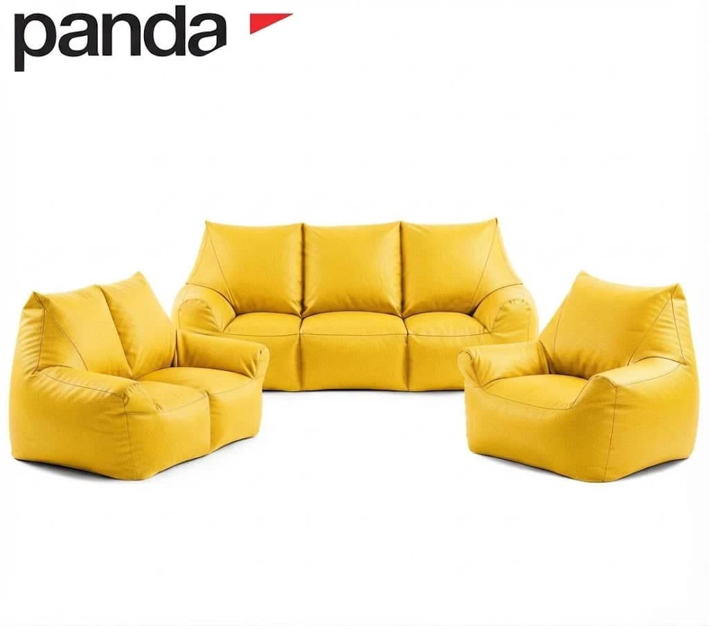 Panda Elite 3-Seater Bean Bag Lounge Suite | 3-Piece Set (Sofa + 2 Chairs)