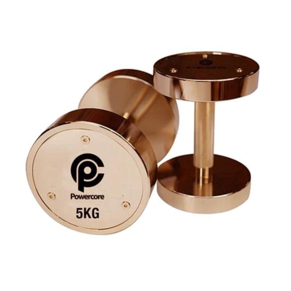 Powercore Titanium Rose Gold Electroplated Steel Dumbbell 10kg Pair