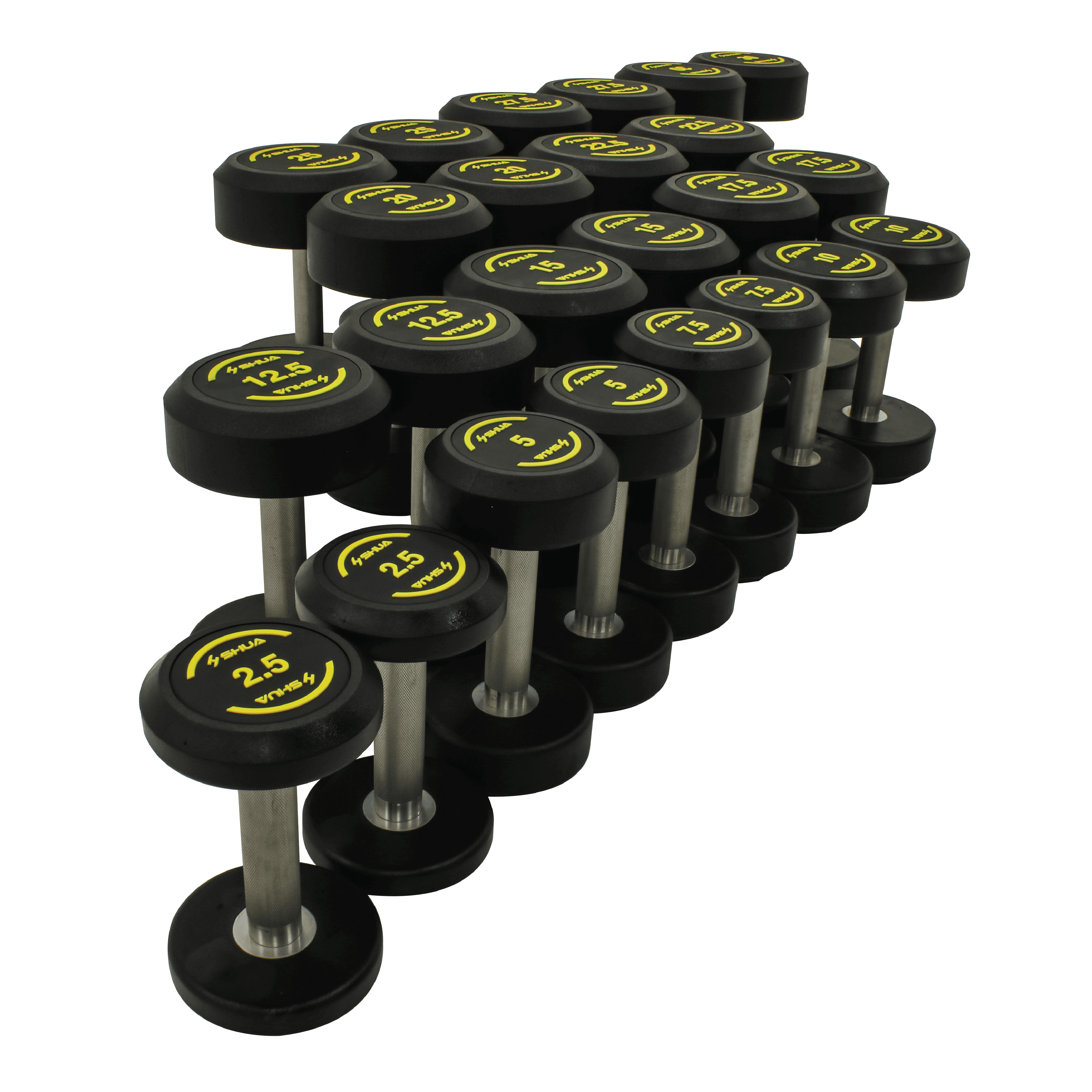 Shua Rubber Round Dumbbell Set- 12 Pairs (2.5kg-30kg)