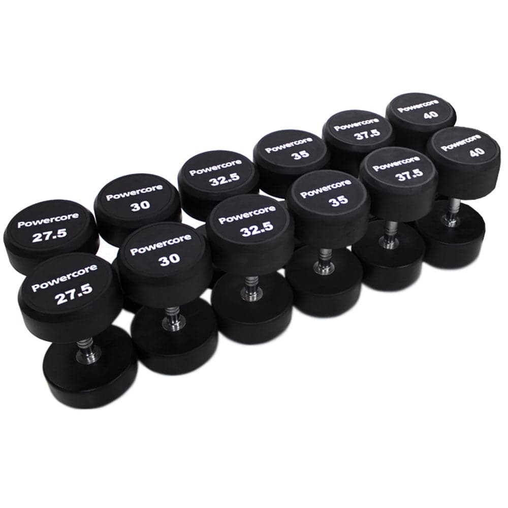 Powercore Round Rubber Dumbbell Set- 6 Pairs (27.5Kg - 40Kg)