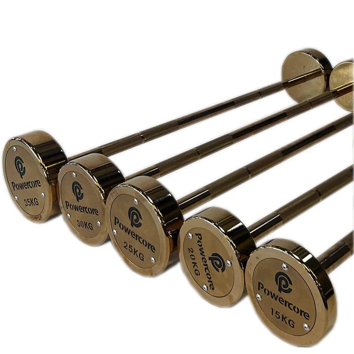 Powercore Rose Gold Electroplated Straight Barbell 5pc Set (10kg - 50kg)