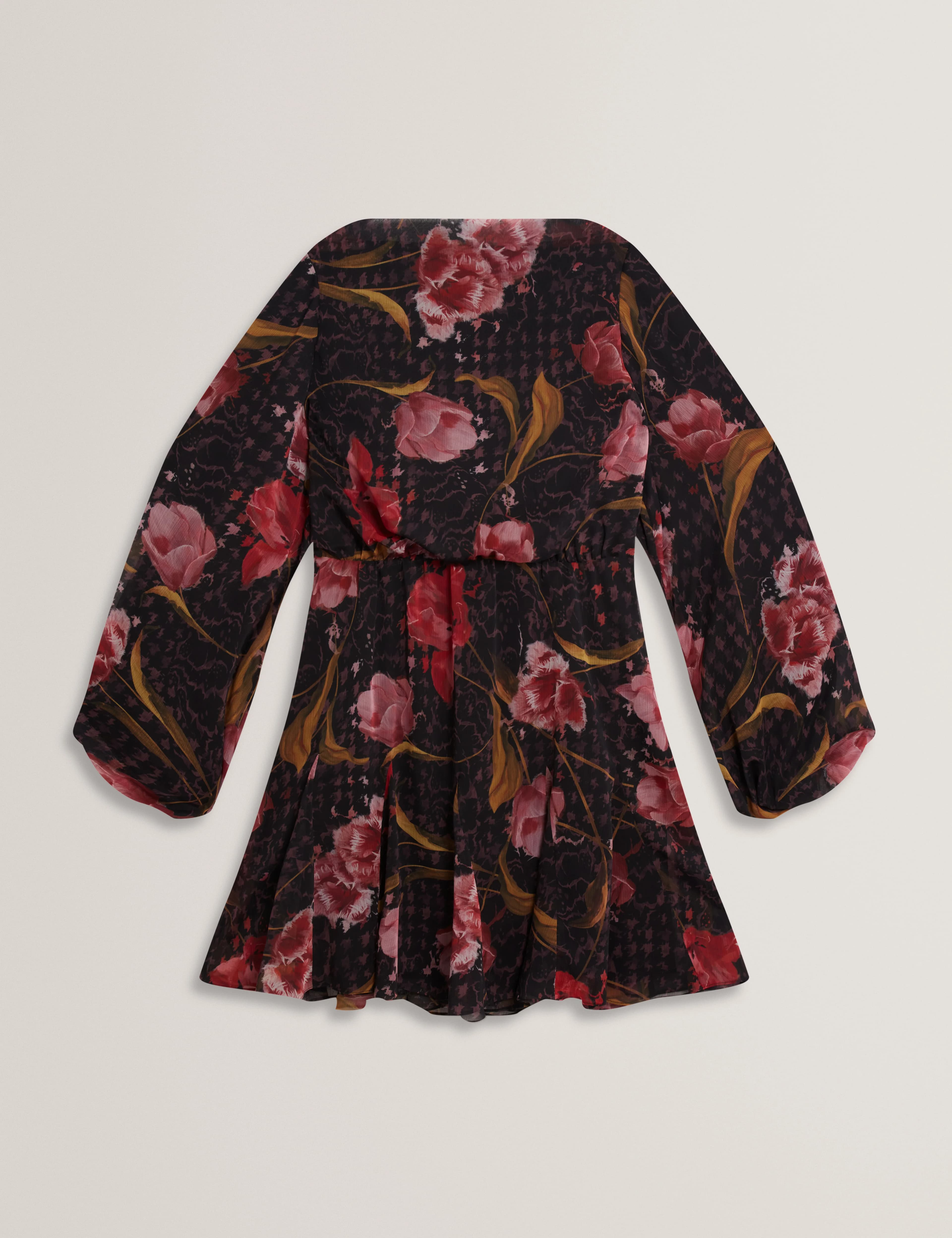 ENDRINA: Long Sleeve Printed Midi Dress