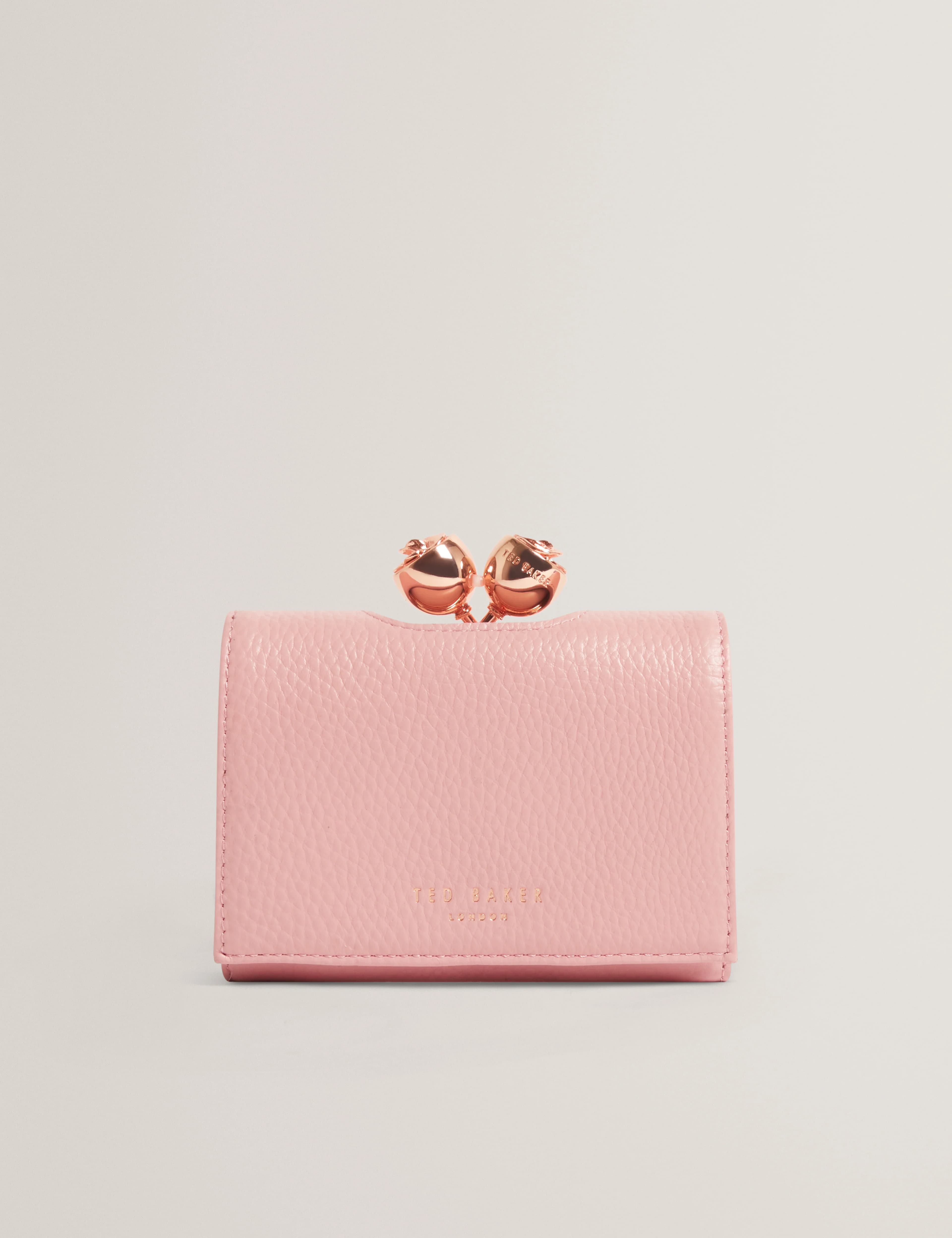 ROOSA: Rose Detail Leather Small Bobble Purse