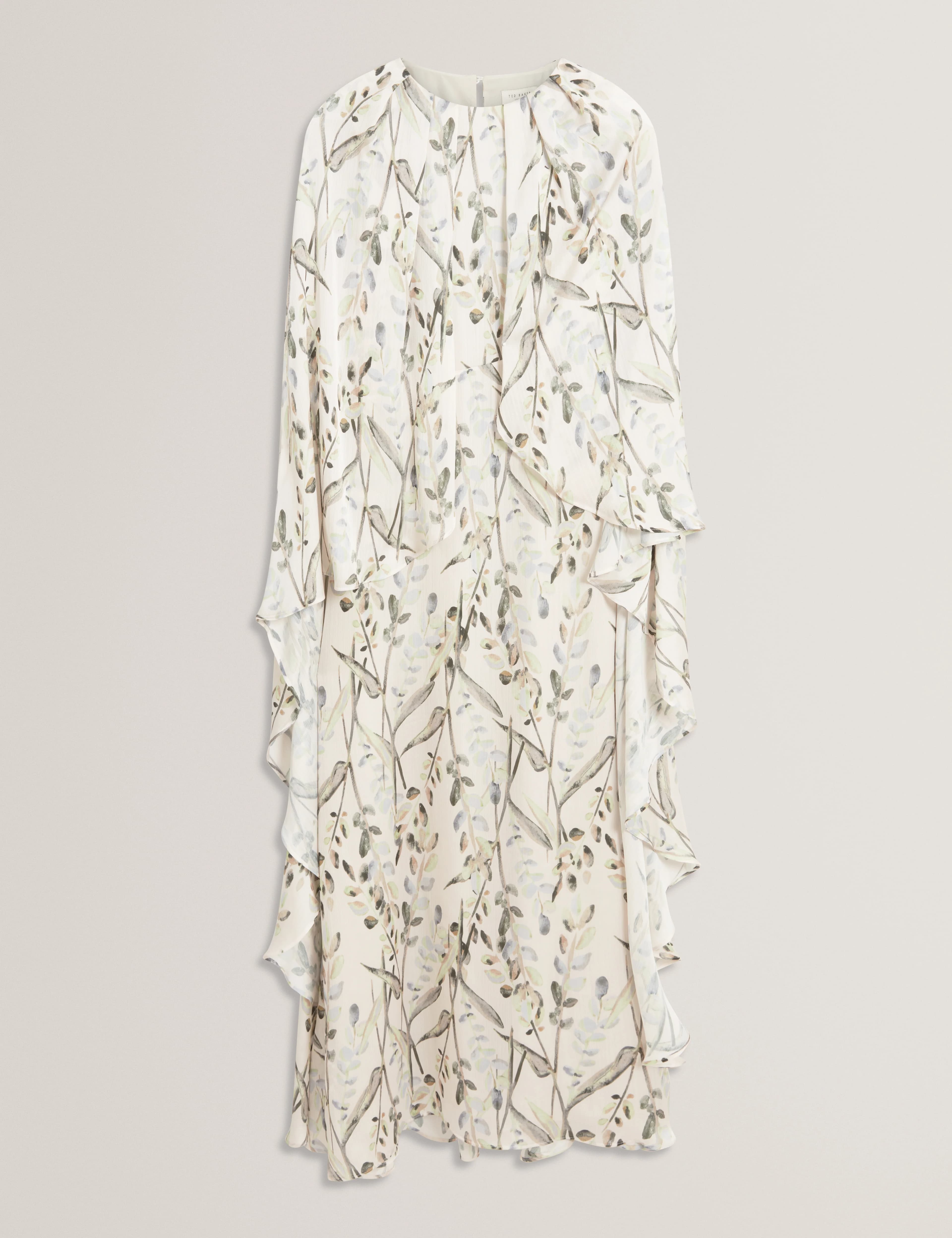 GILDAA: Printed Cape Detail Maxi Dress