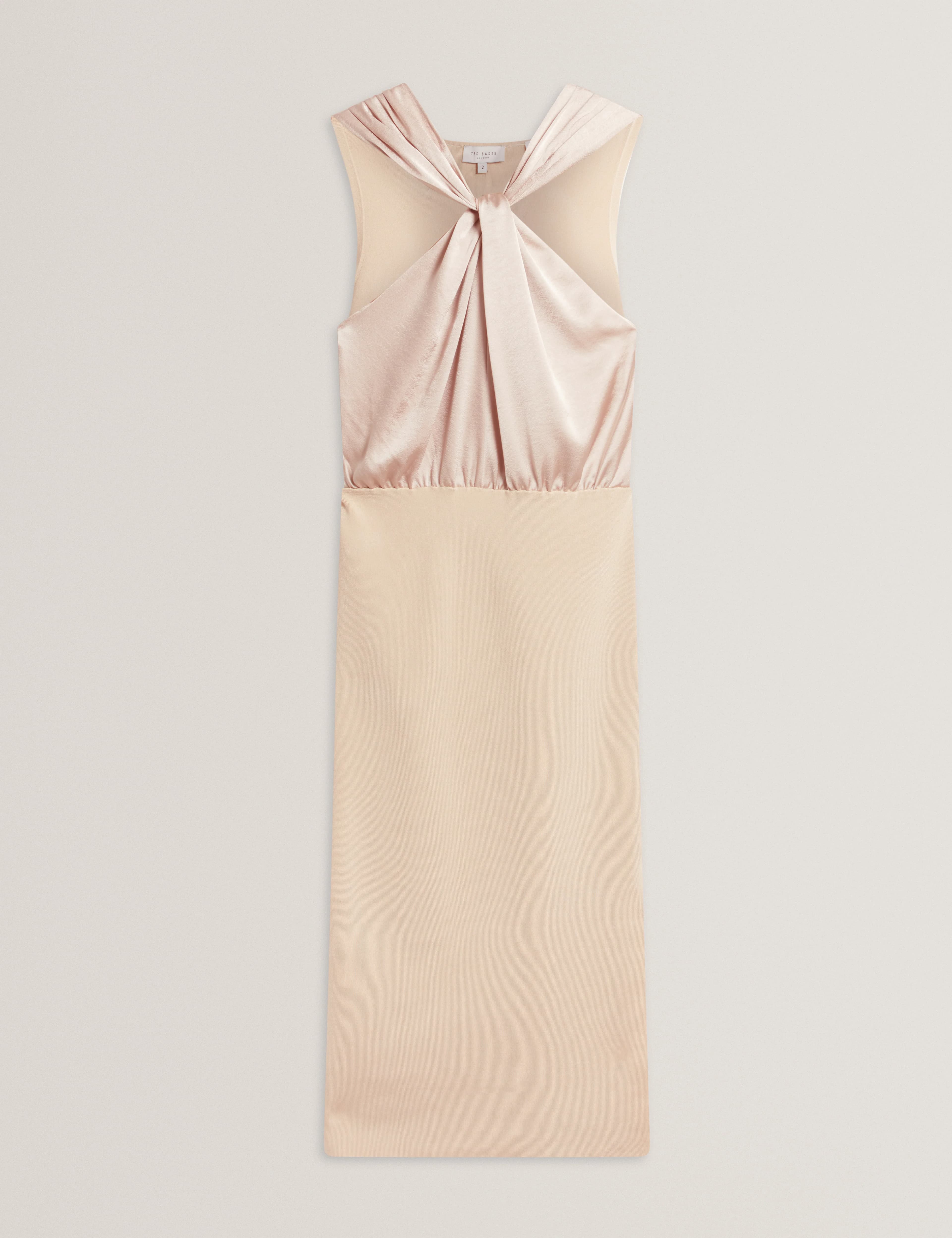 MELLANA: Knitted Twist Neck Midi Dress