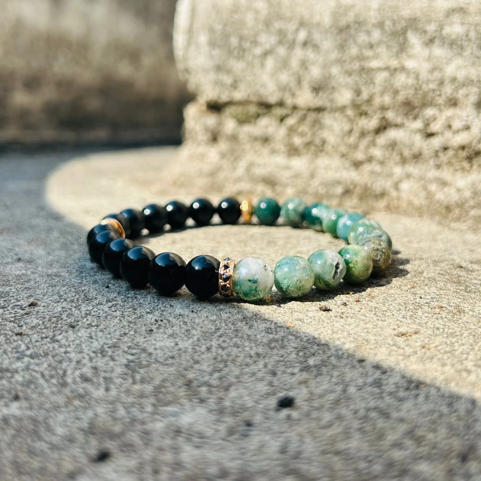 Nomad Men's Wristband with Gold and Black Diamonds