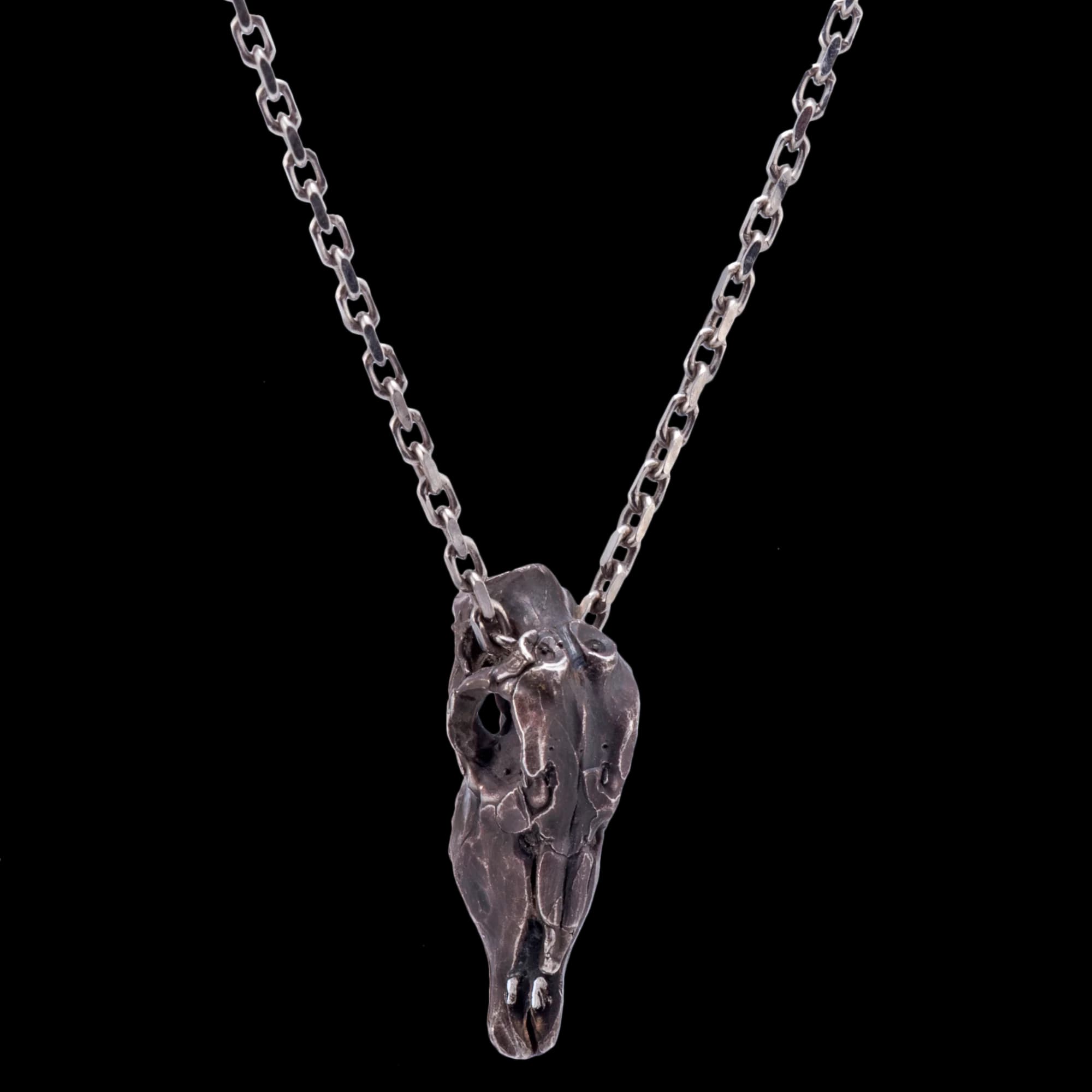 Gemsbok Skull Necklace with Black Diamond
