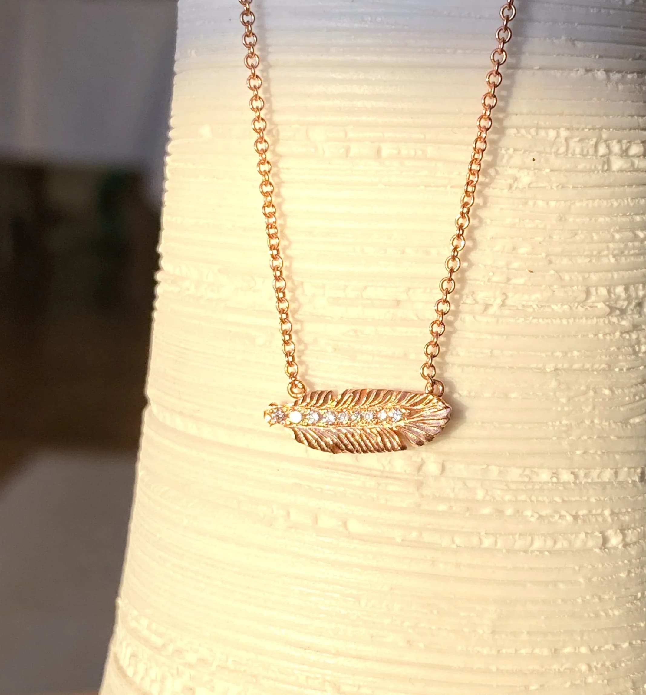 Leksa Sunbird Feather and Diamond Necklace