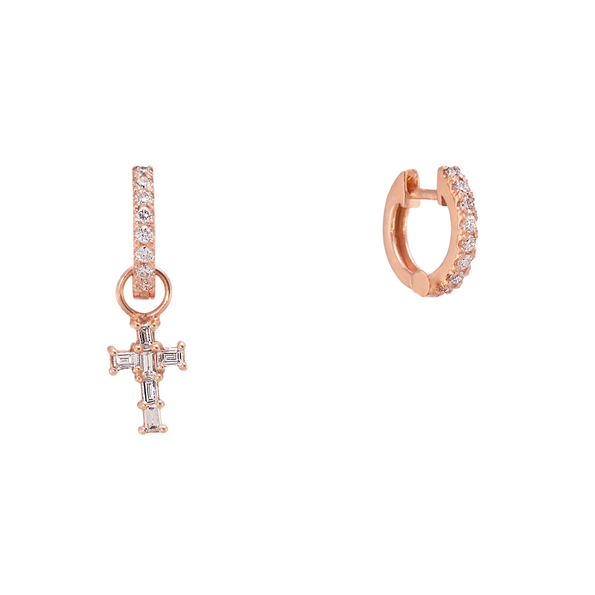 Diamond Huggies with Diamond Cross