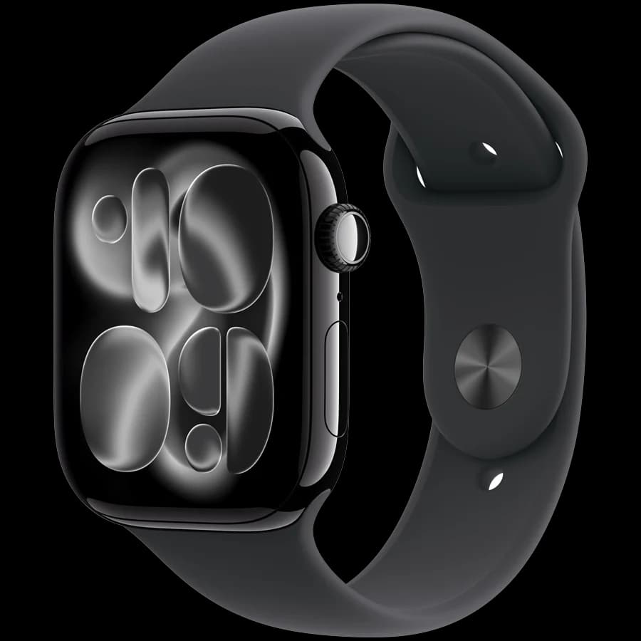 Apple Watch Series 11 GPS + Cellular 46mm Jet Black Aluminium Case with Black Sport Band - S/M,Model A3337