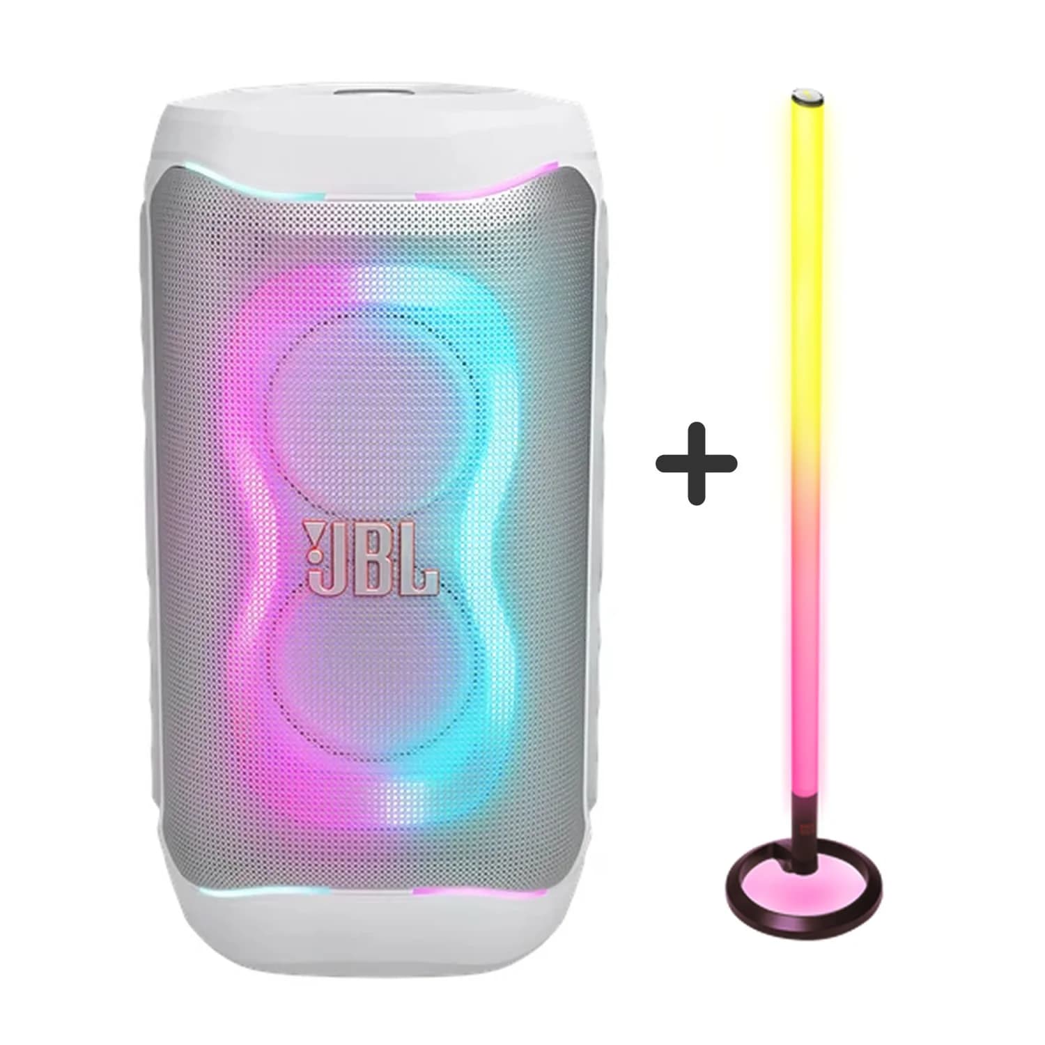 JBL Partybox 130 Portable Speaker + JBL Bluetooth Partylight Stick - White
