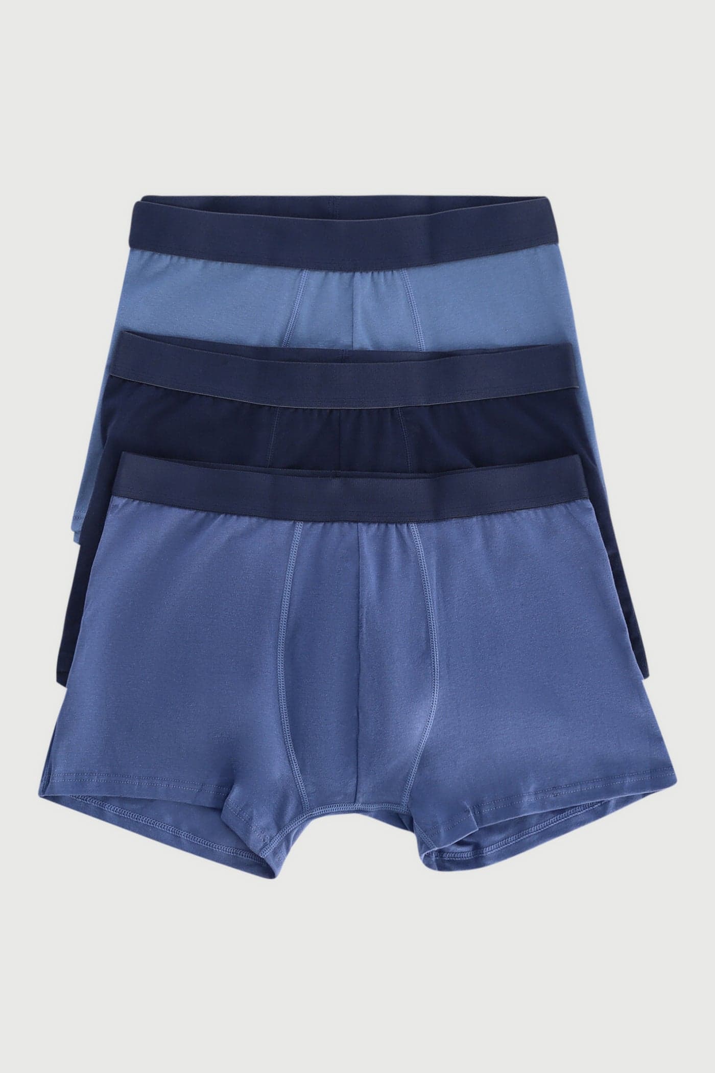 Men's 3 Pack Plain Knitted Trunks - Blue