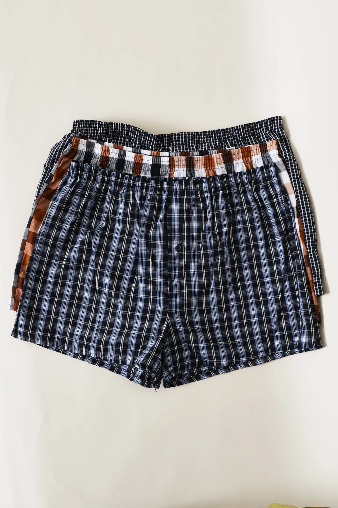 3 Pack Check Poly Woven Boxers - Multi