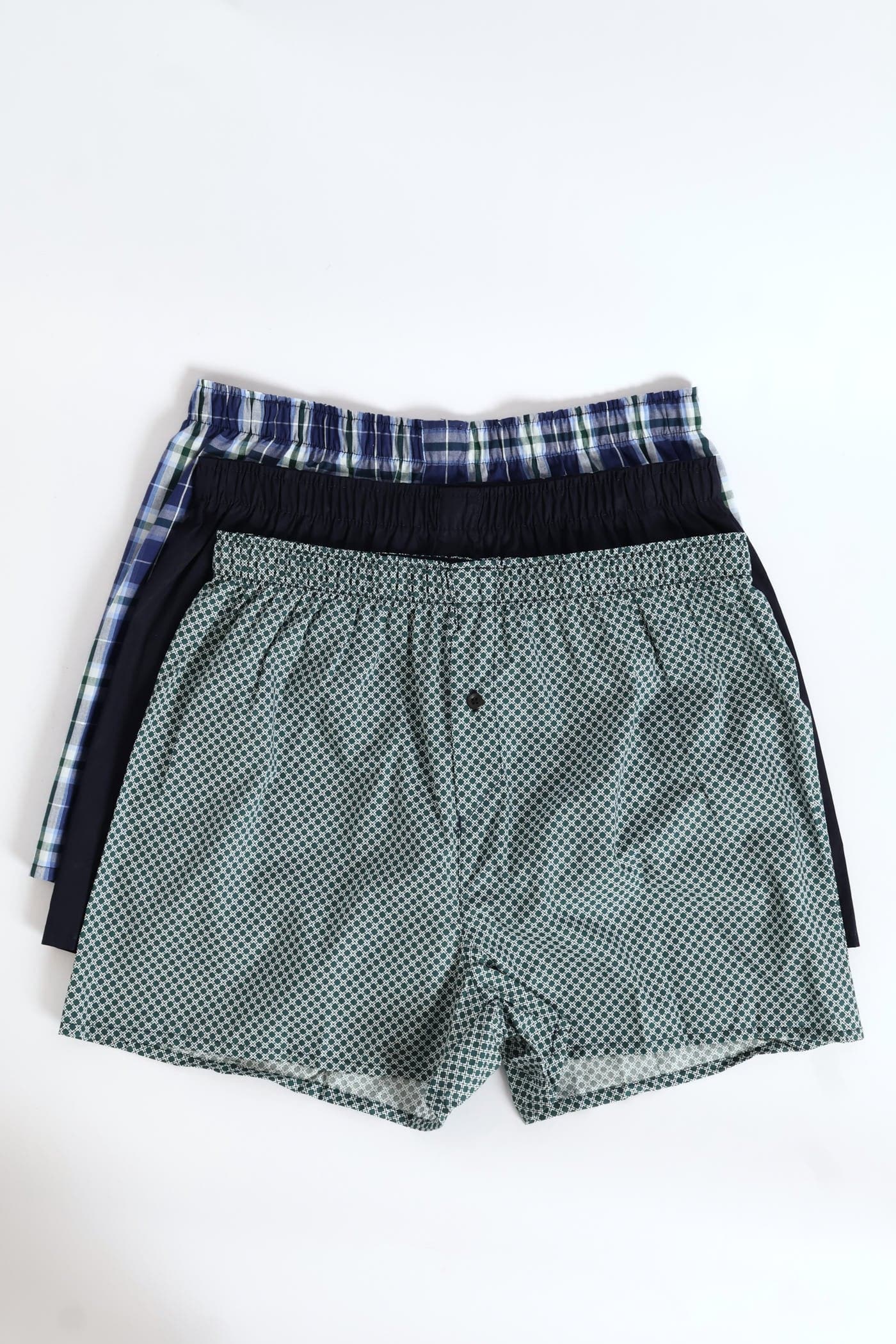 3 Pack Design Boxers - Blue/Green
