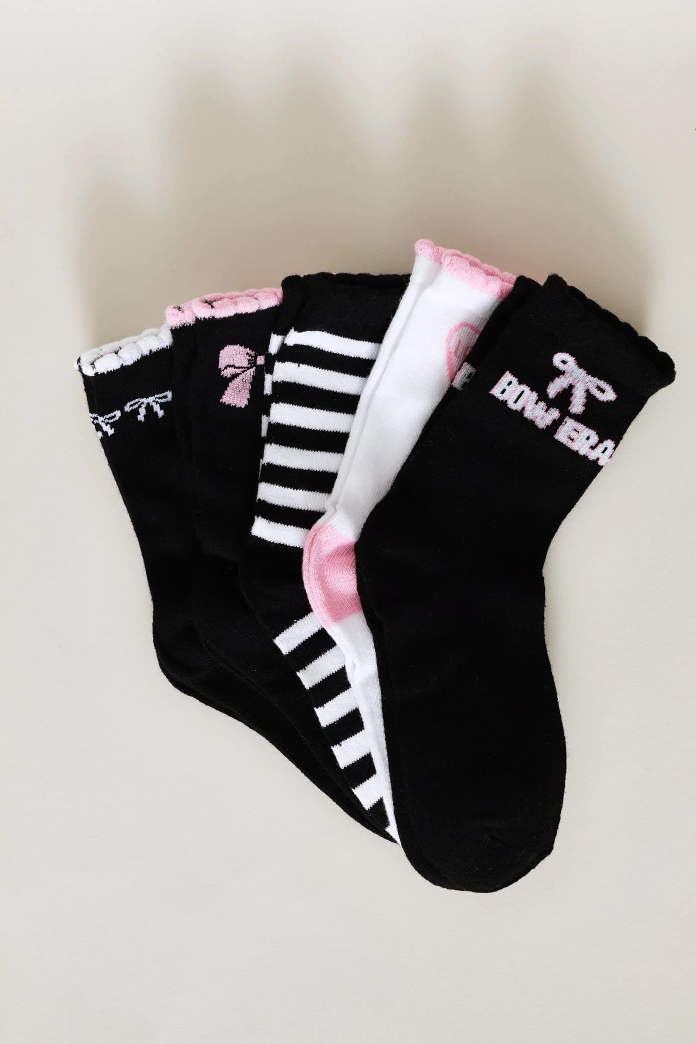 5 Pack Bows Anklet Socks - Pink