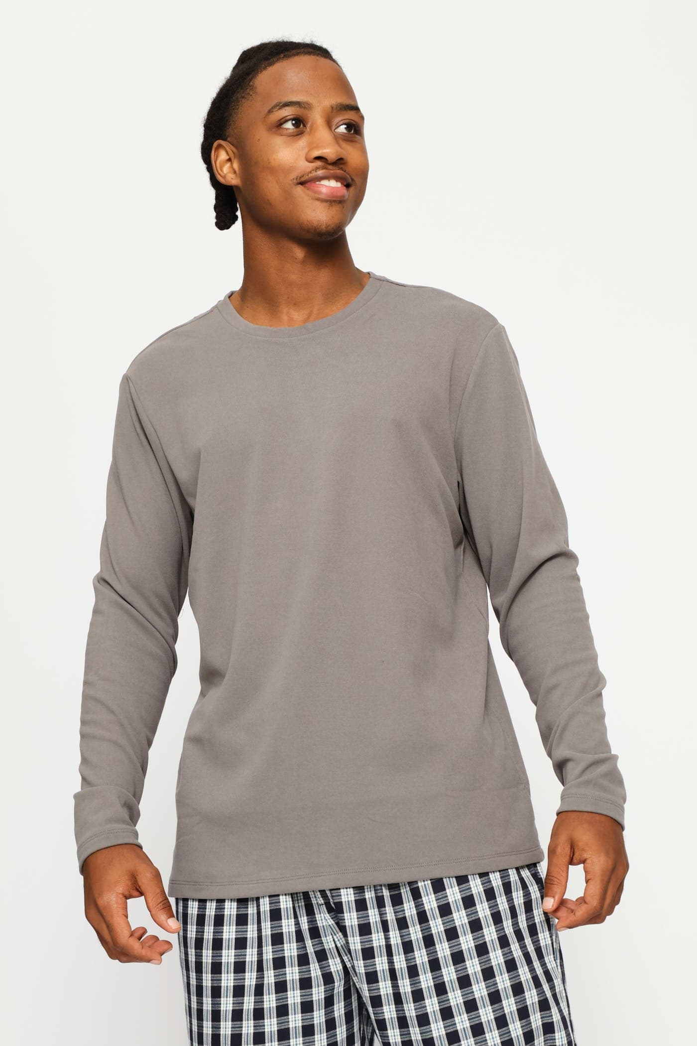 Long Sleeve Interlock Sleep Top - Grey