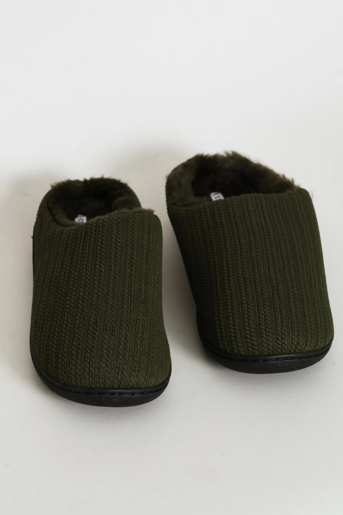 Braided Knit Upper Slipper - Olive