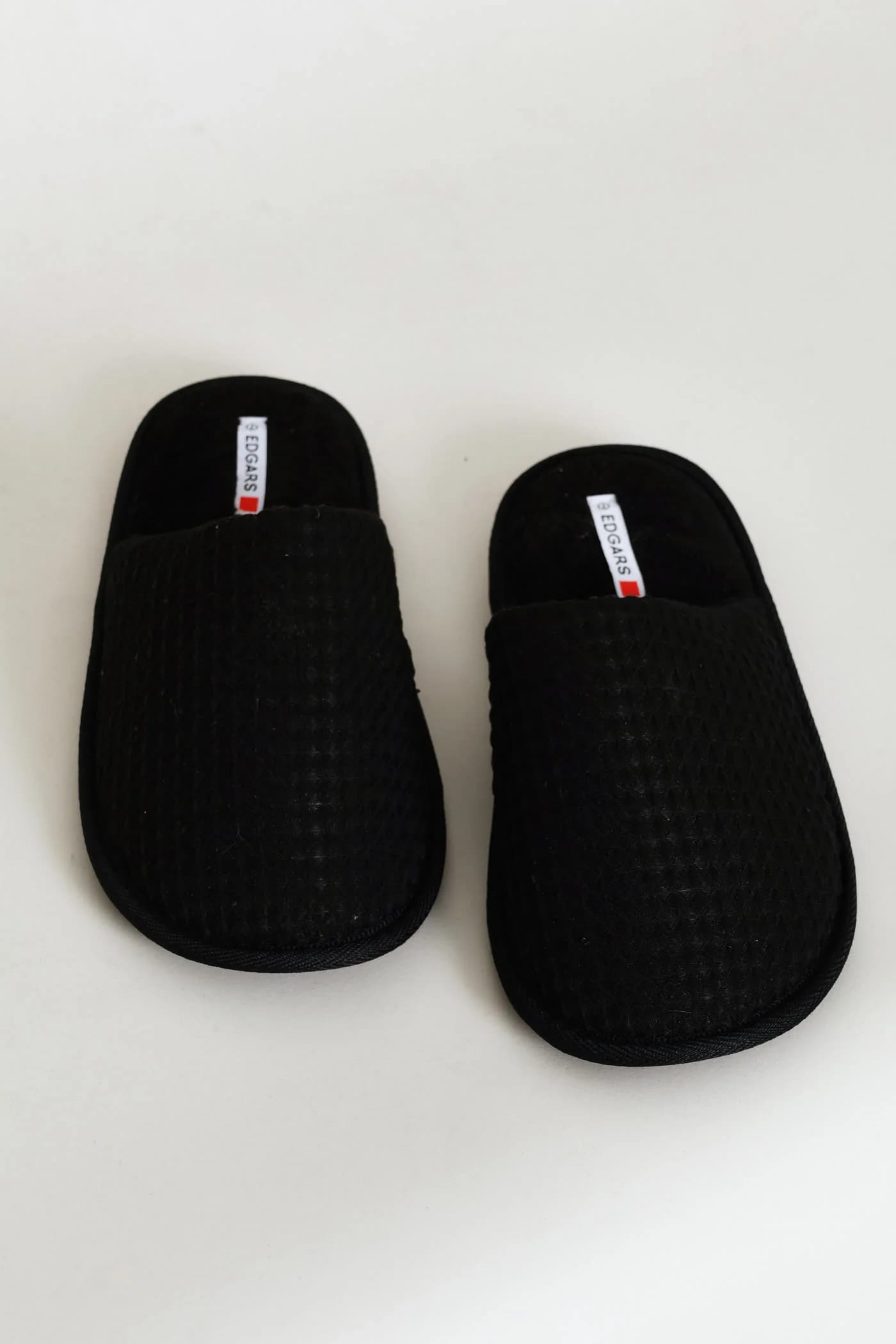 Soft Waffle Knit Upper Slipper - Black
