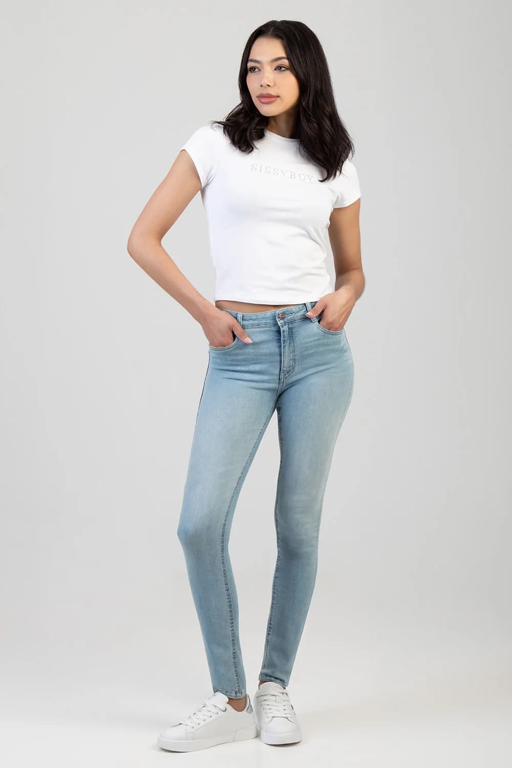 Renee Mid Waist Skinny Denim - Light Wash
