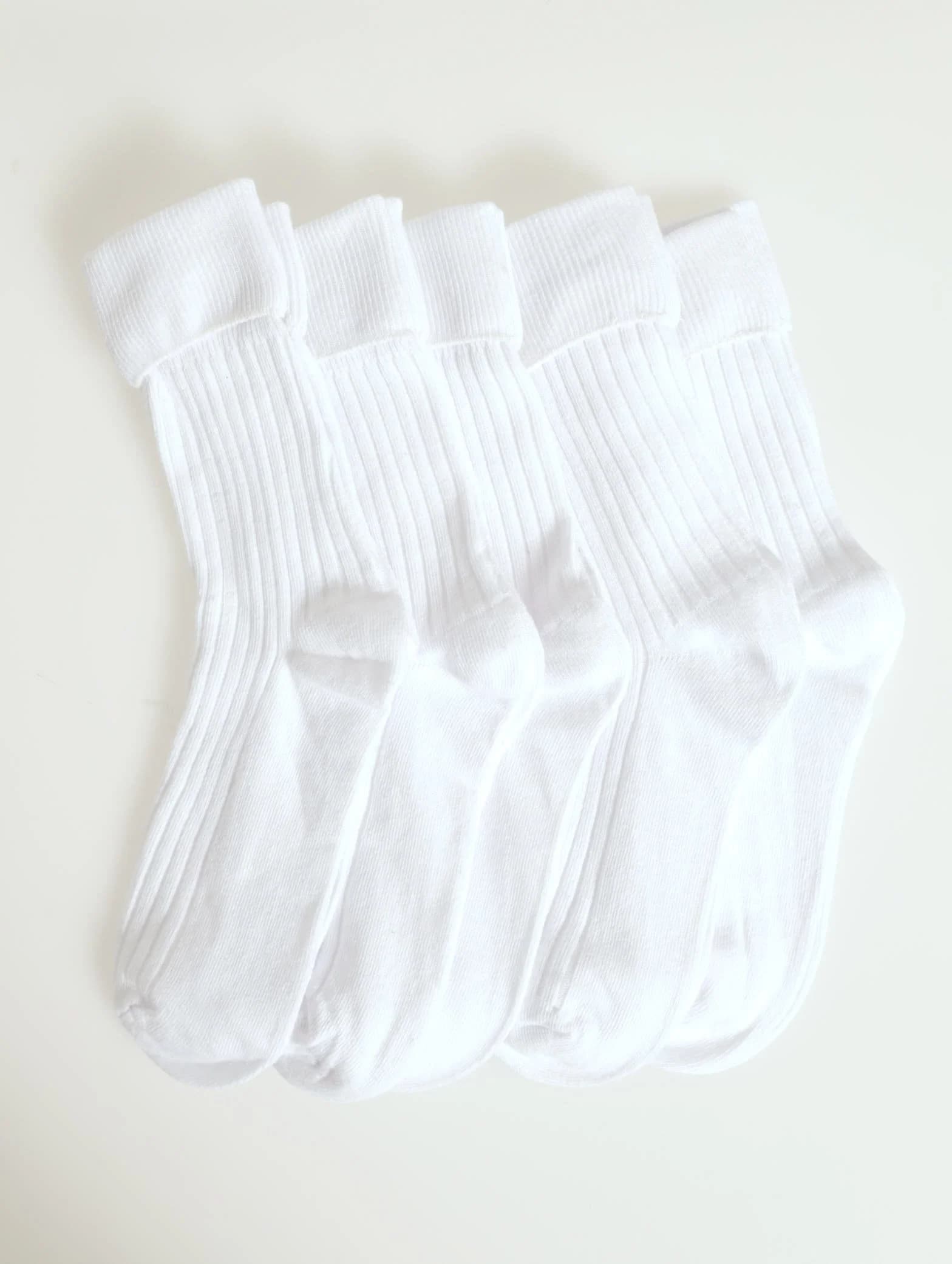 5 Pack Unisex Anklet Socks - White