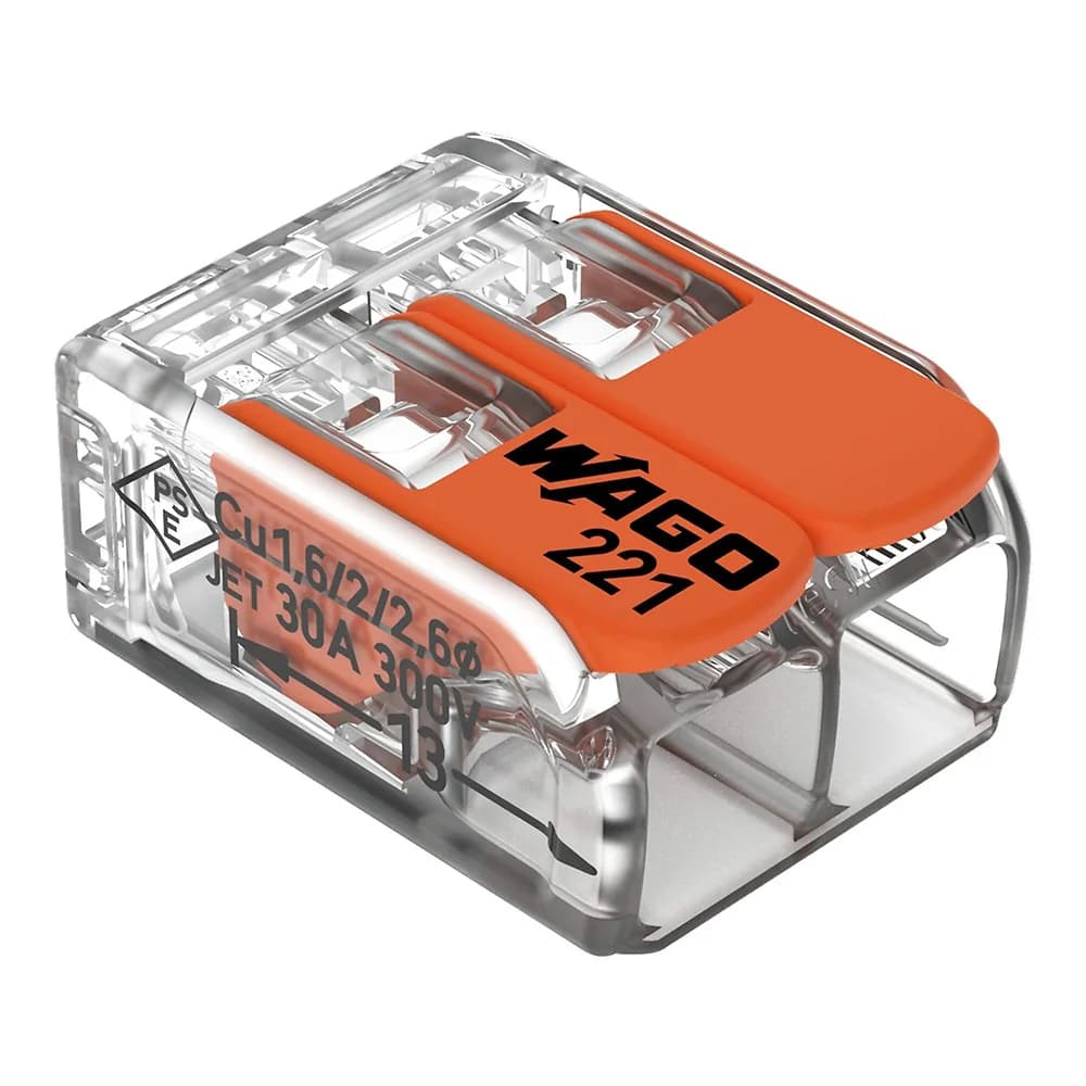 Wago 221 Lever Type 2-Way Splicing Connector 0.5 - 6mm² - Orange