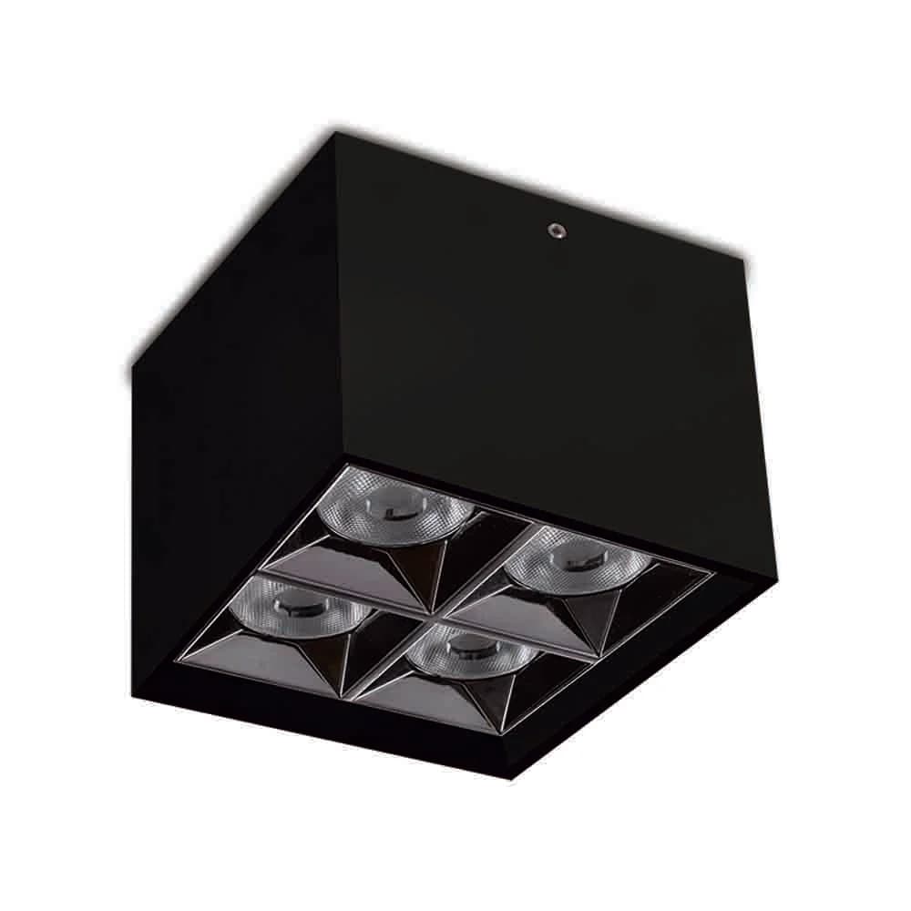 Spazio Kler 4 LED Surface Downlight 16W 1260lm 100x96mm - Black