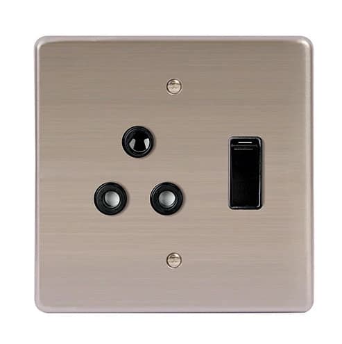 Lesco Stainless Steel RSA Socket 4x4 - Black Switch