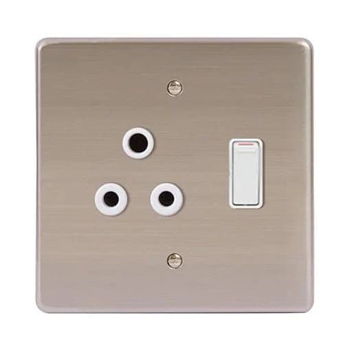 Lesco Stainless Steel RSA Socket 4x4 - White Switch