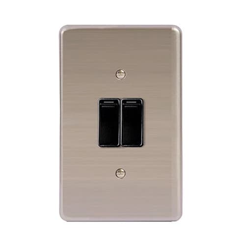 Lesco Stainless Steel 2 Lever 1-Way Light Switch 4x2 - Black