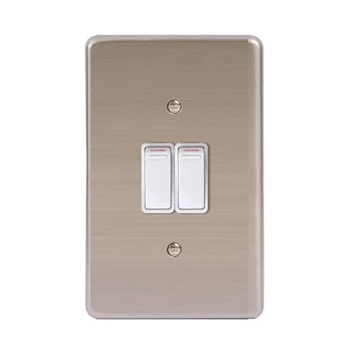 Lesco Stainless Steel 2 Lever 1-Way Light Switch 4x2 - White