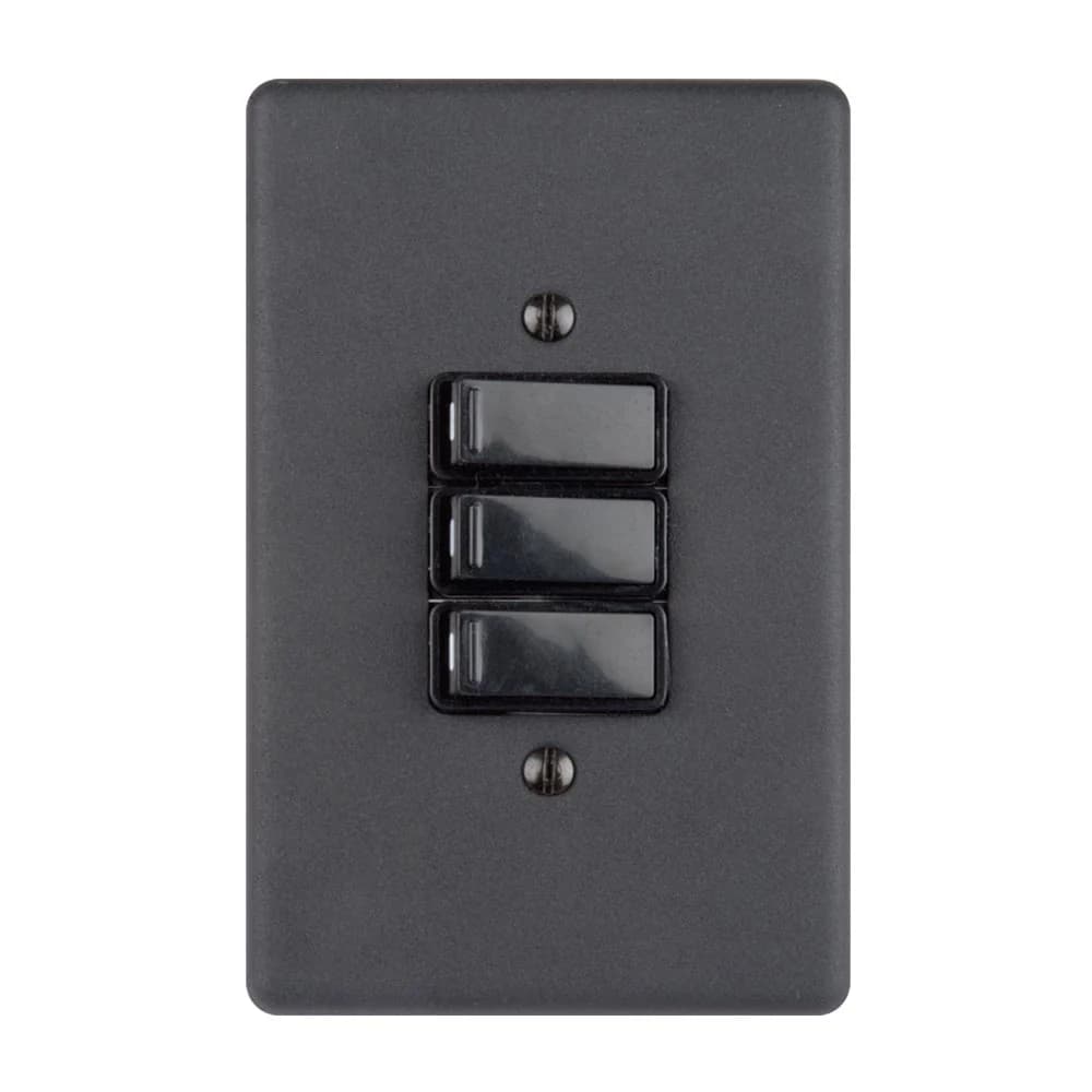Lesco 3 Lever 1-Way Light Switch 4x2 - Matt Black