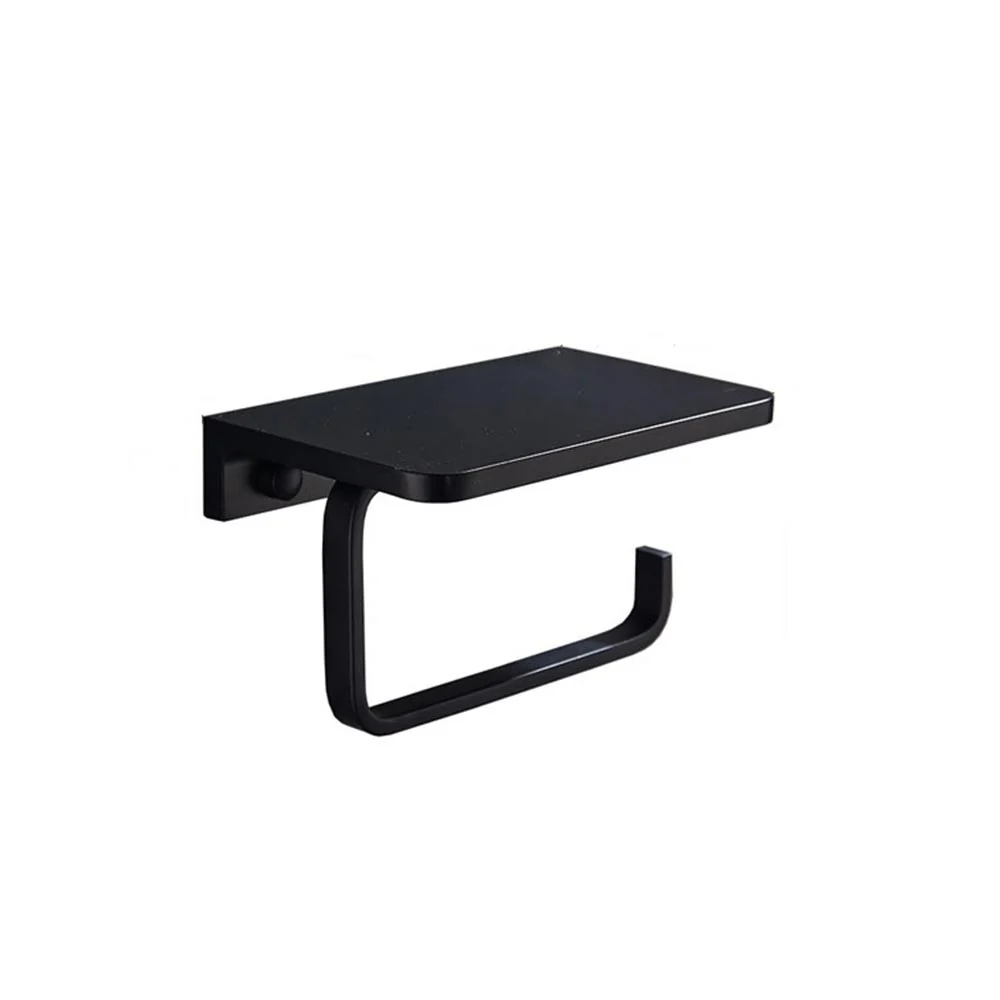 Trendy Taps Toilet Roll Holder with Phone Shelf - Blackened Brass