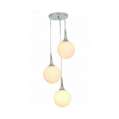 Bright Star 3 Light Cascading Chrome Pendant with Opal Glass