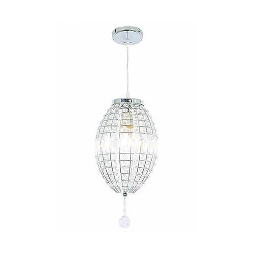 Bright Star Oval Chrome Pendant with Clear Acrylic Crystals