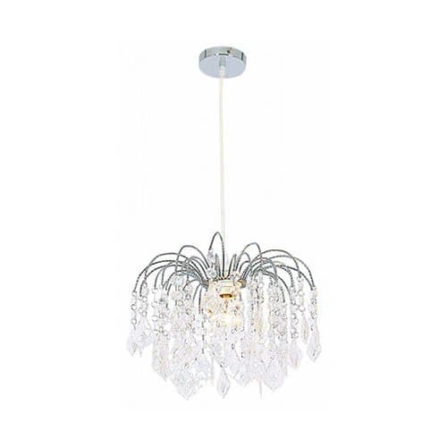 Bright Star Branching Chrome Pendant with Clear Acrylic Crystals