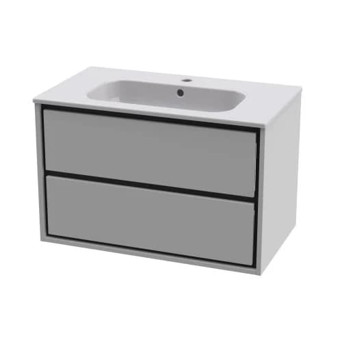 Casso Cabinets Vogue Wall Hung Unit with Victorian Basin 800mm - White