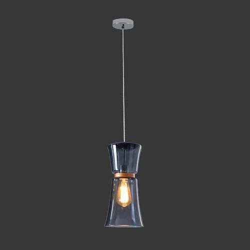 K. Light Copper Lined Glass Pendant - Smokey Blue