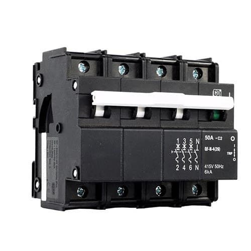 CBi QF-N-4(26) Dual Mount Circuit Breaker C2 3P+N 6kA